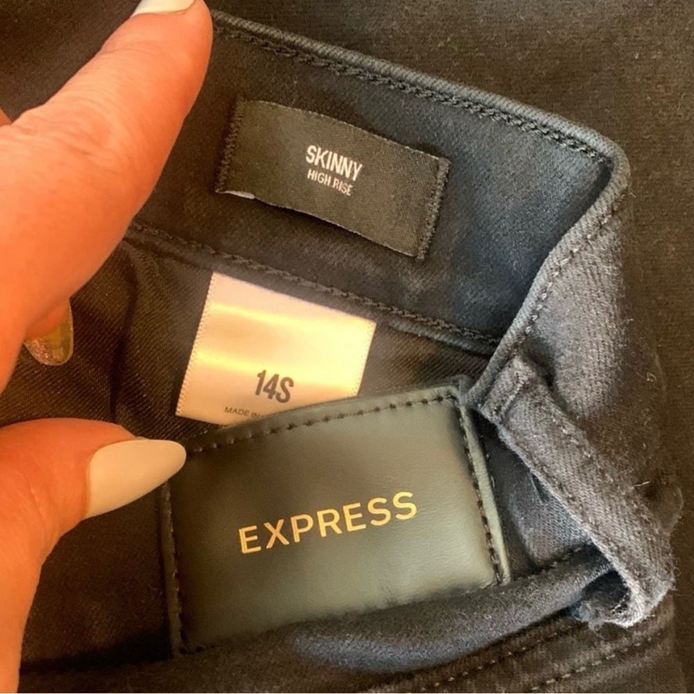 Express 14S Skinny High Rise Black Denim - Picture 4 of 6